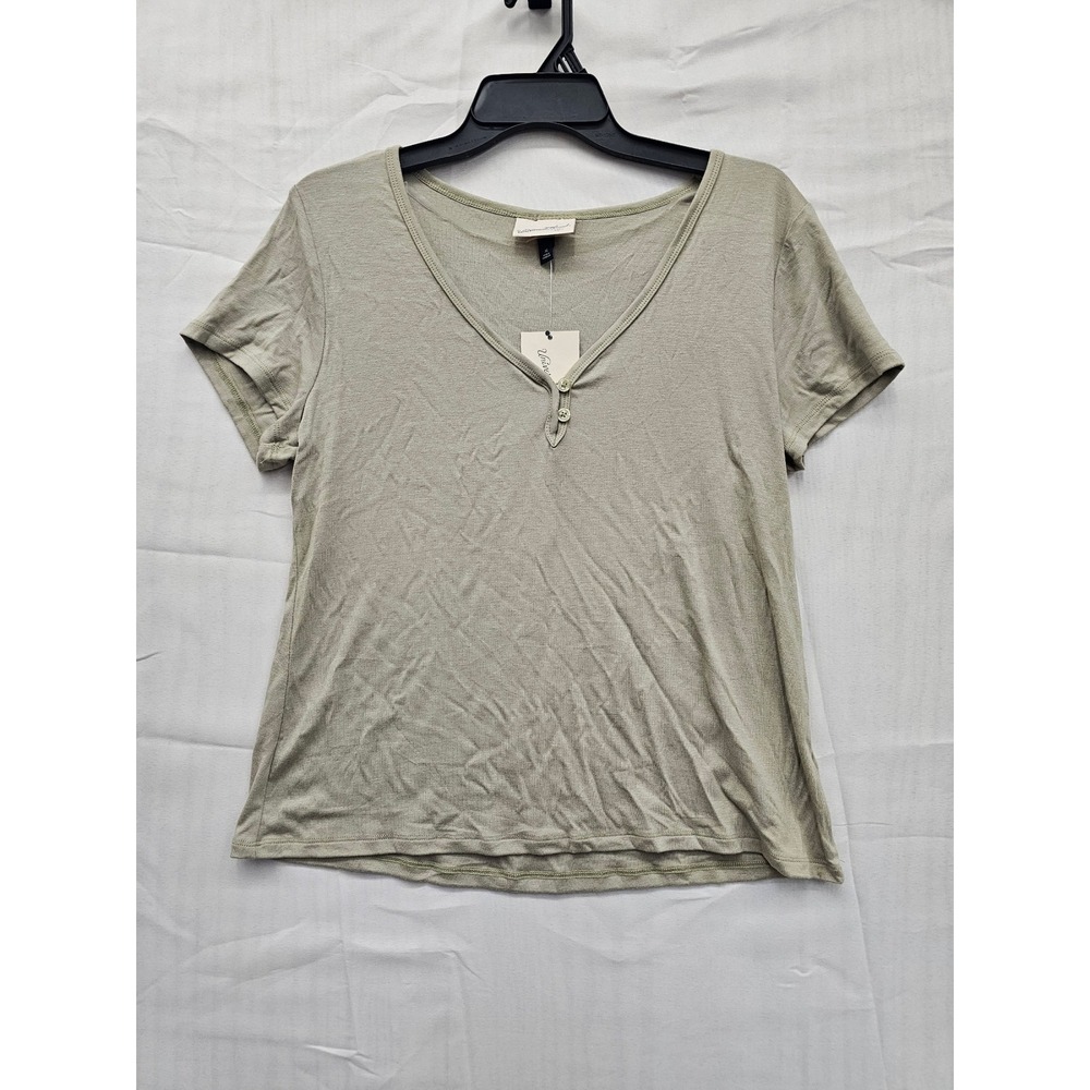 Universal Thread‎ Womens Olive Green Henley V-Neck Short Sleeve T-Shirt XL NWT